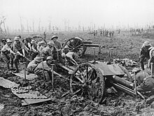 18-pounder in mud during the Third Ypres offensive, 1917 18pdrInMudZillebeke9August1917.jpg