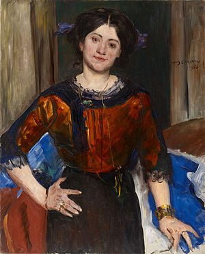 Portrait of Charlotte Corinth in a brown blouse (Lovis Corinth)