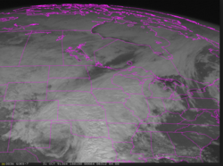 הבליזארד שהתפתח מעל ארצות הברית המרכזית ב-31 באוקטובר 1991. את הסערה המושלמת (1991), ניתן לראות בקצה הימין הקיצוני.
