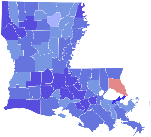 1998 United States Senate election in Louisiana results map by parish.svg