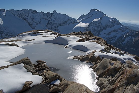 Frozen lake near the Aiguille de la Bérangère, by JC Foltete