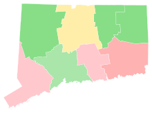 Republican primary results by county
Somers
30-40%
40-50%
Bacchiochi
30-40%
40-50%
Walker
30-40% 2014 Connecticut lieutenant gubernatorial Republican primary results map by county.svg