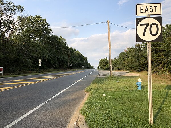 Rural portion of Route 70 eastbound past CR 530 and CR 539 in Manchester Township