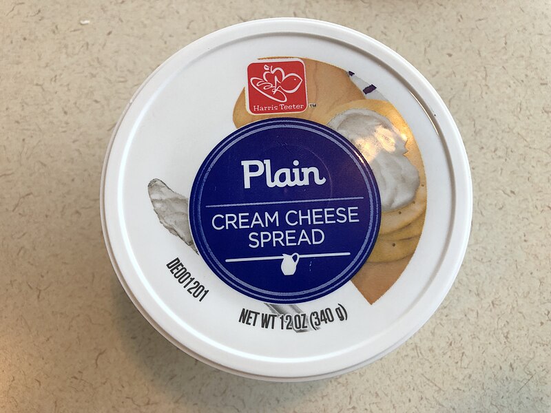 File:2019-10-12 15 30 31 A closed carton of Harris Teeter Plain Cream Cheese Spread in the Dulles section of Sterling, Loudoun County, Virginia.jpg