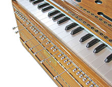 A 22 Shruti harmonium with numerous small stops 22 shruti harmonium.jpg