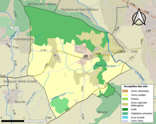 Barevná mapa znázorňující využití půdy.