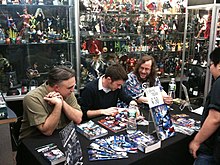 (From left to right:) David Alan Mack, Will Sliney and DeCandido at a signing at Forbidden Planet in Manhattan, April 22, 2010
