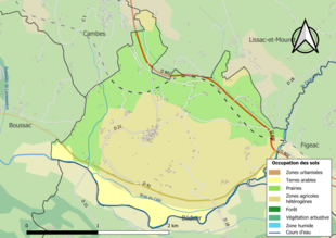 Mapa de colores que muestra el uso de la tierra.