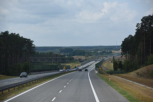 A2 autostrada with view towards west in the Voivodeship