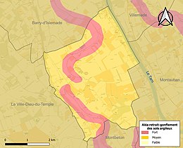 Carte des zones d'aléa retrait-gonflement des sols argileux d'Albefeuille-Lagarde.