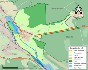 Carte des infrastructures et de l'occupation des sols de la commune en 2018 (CLC).