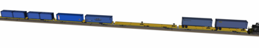 Four 89-foot (27.13 m) long intermodal flatcars Piggyback
2 forty foot containers can fit on each 89 foot flat car
4 twenty foot containers can fit on each flatcar 89 foot flat car intermodal.png