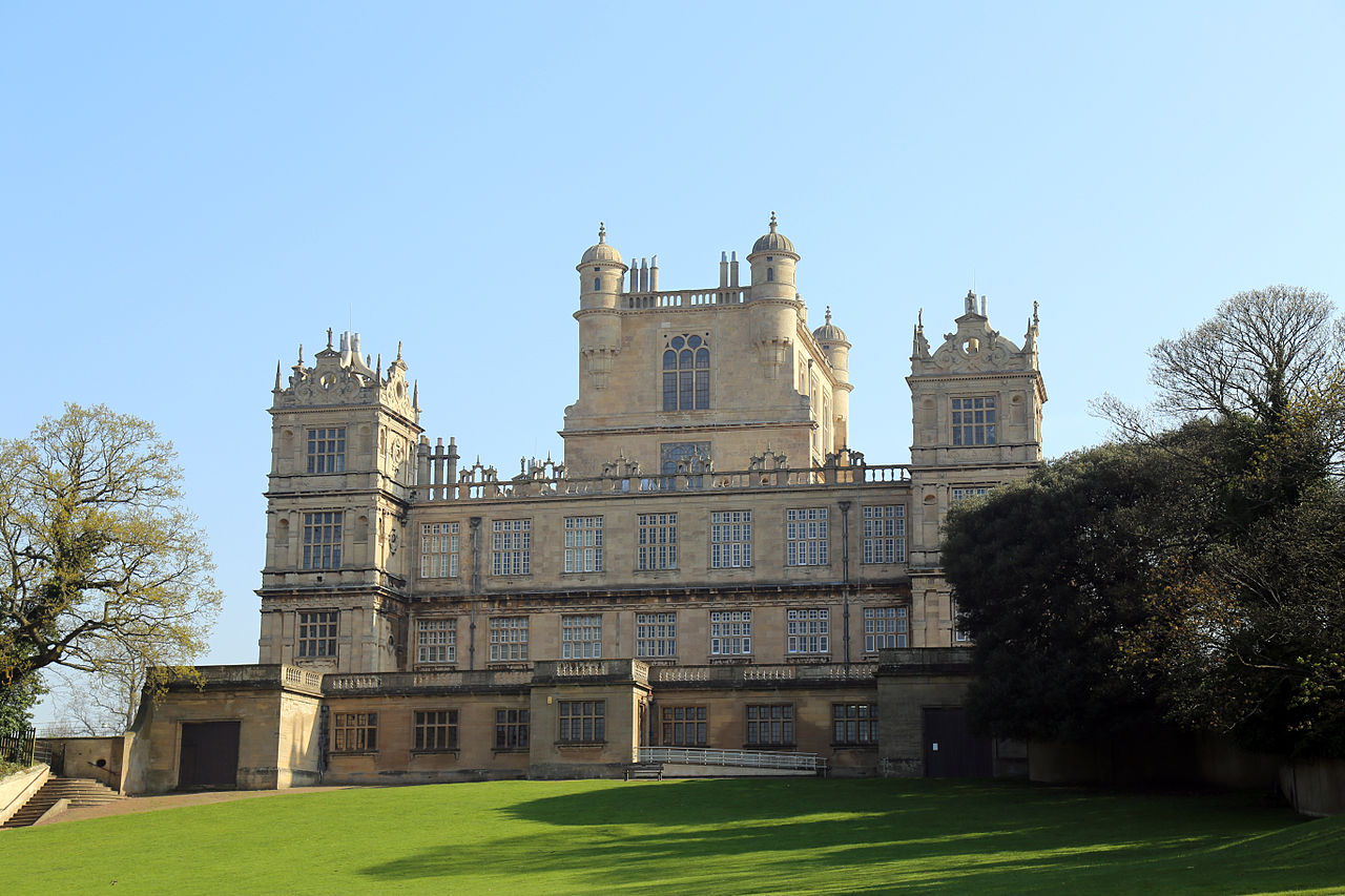 A view of Wollaton Hall west front from the south-west, Nottingham, England.jpg