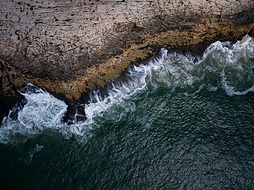 Aerial view of Fox Islands, Popham Beach State Park, Maine, US