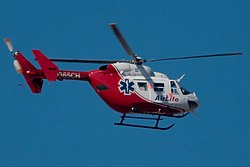 An air ambulance helicopter, taken in Urbana, IL