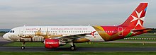 Airbus A320 de Air Malta con colores especiales, representando la ciudad de La Valeta, Malta