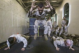 Marines performing Burpees