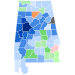 Vainqueur démocrate par comté : Maddox en bleu et Cobb en vert.