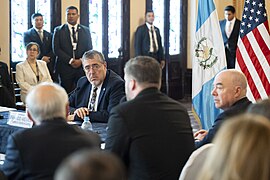 Alejandro Mayorkas of the Department of Homeland Security visits Guatemala City on March 20, 2024 - DHS Secretary Alejandro Mayorkas Participates in a Bilateral Meeting with the President of Guatemala (53603549575).jpg