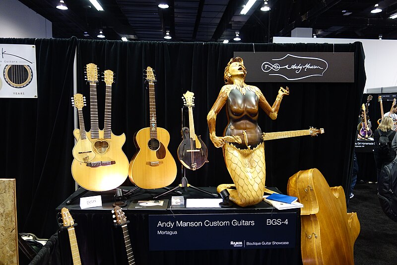 File:Andy Manson Custom Guitars (Mortágua, Portugal) - triple-neck guitar with mandolin, acoustic guitar, F-style mandolin, Mermaid guitar - Boutique Guitar Showcase - 2017 NAMM Show (2017-01-19 14.33.19 by Pete Brown @ Flickr 31604590913).jpg