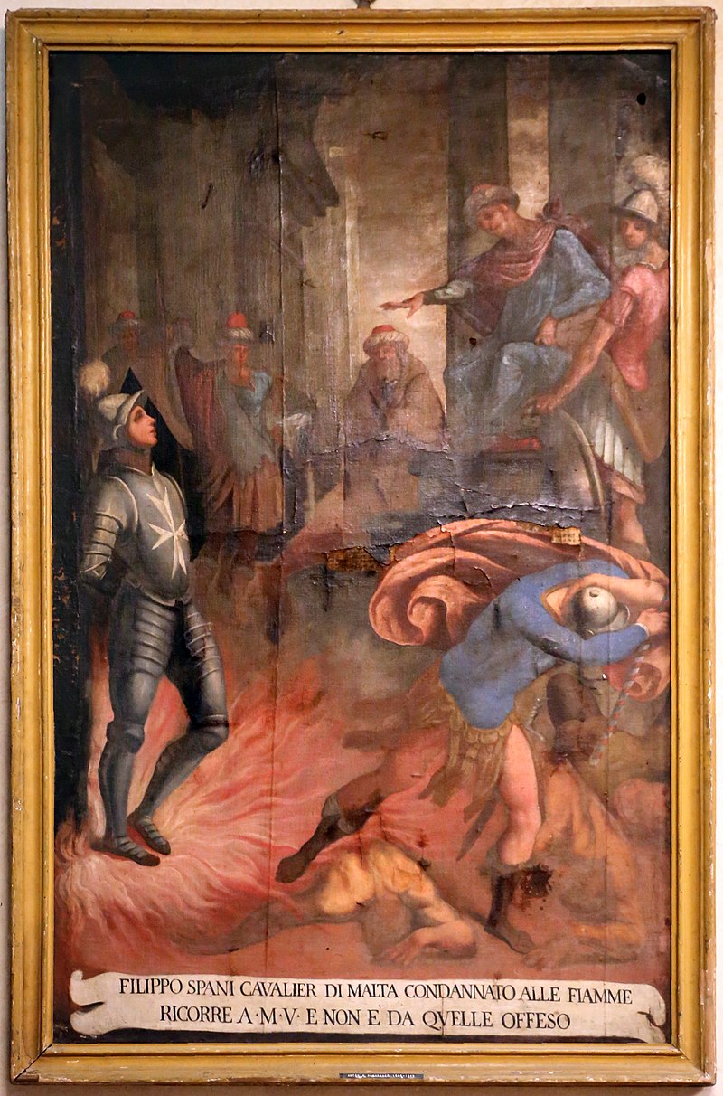 Antonio circignani detto il pomarancio, miracolo del cavaliere di malta filippo spani salvato dalle fiamme.jpg