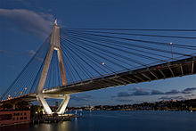 Anzac Bridge, completed in 1995 Anzac Bridge East.jpg