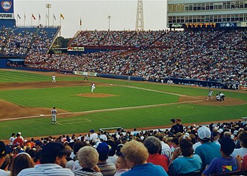 Nolan Ryan pitching at Arlington Stadium in 1992.