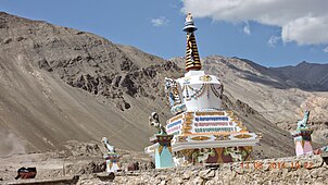 The memorial stupa in honour of Lt. Col. Kushal Chand, MVC, located near the Khaltse bridge in Ladakh. Around Leh.jpg