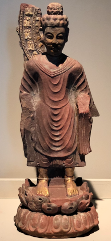 "Ashoka-type Buddha", 551 .mw-parser-output span.smallcaps{font-variant:small-caps}.mw-parser-output span.smallcaps-smaller{font-size:85%}AD. An early example of Sichuanese Buddhist art with heavy Indian influence.[87]