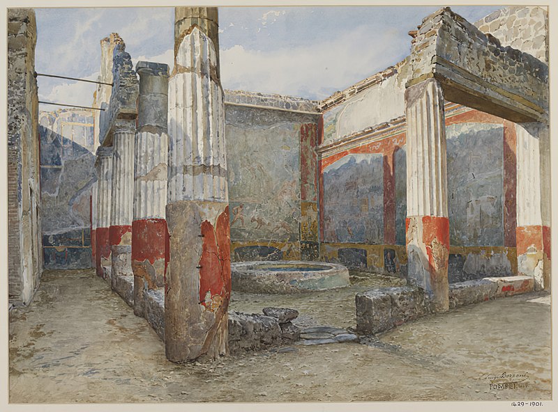 Fichier:Atrium in Pompeii watercolor by Luigi Bazzani.jpg