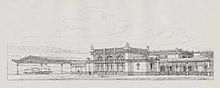 North side of the entrance building, around 1890 Bahnhof Kreiensen noerdliche Kopfansicht aus Architektonische Rundschau 1891.jpg