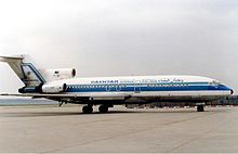 A Boeing 727 of Bakhtar Afghan Airlines at Frankfurt Airport in the late 1980s.