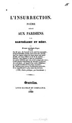 Auguste Barthélemy et Joseph Méry, L’Insurrection, 1830    