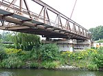 Voortgang van de bouwwerkzaamheden aan de tijdelijke brug op 2 september 2013