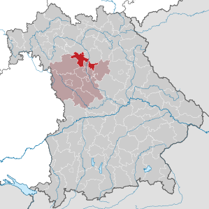 Beliggenheden af Landkreis Erlangen-Höchstadt i Bayern (klikbart kort)