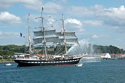 The Belem under topsails