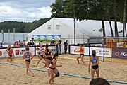 Deutsch: Beachhandball Europameisterschaften 2019 (Beach handball Euro); Tag 3: 4. Juli 2019 – Frauen, Platzierungsrunde Gruppe III, Schweiz-Nordmazedonien 2:0 (21:6, 23:20) English: Beach handball Euro; Day 3: 4 July 2019 – Women Consolation Round Group III – Switzerland-North Macedonia 2:0 (21:6, 23:20)