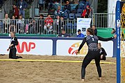 Deutsch: Beachhandball Europameisterschaften 2019 (Beach handball Euro); Tag 5: 6. Juli 2019 – Frauen, Platzierungsspiel für die Ränge 9–12, Deutschland-Polen 2:1 (22:23, 19:16, 7:6) English: Beach handball Euro; Day 5: 6 July 2019 – Placement Match/Cross Match for rank 9–12 Women – Germany-Poland 2:1 (22:23, 19:16, 7:6)