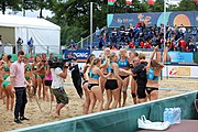 Deutsch: Beachhandball Europameisterschaften 2019 (Beach handball Euro); Tag 6: 7. Juli 2019 – Frauenfinale, Dänemark-Ungarn 2:0 (18:12, 23:22) English: Beach handball Euro; Day 6: 7 July 2019 – Women's Final – Denmark-Hungary 2:0 (18:12, 23:22)