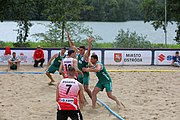 Deutsch: Beachhandball Europameisterschaften 2019 (Beach handball Euro); Tag 2: 3. Juli 2019 – Männer, Vorrunde Gruppe C, Nordmazedonien-Schweiz 0:2 (13:22, 18:19) English: Beach handball Euro; Day 2: 3 July 2019 – Women Preliminary Round Group A – Men Preliminary Round Group C – North Macedonia-Switzerland 0:2 (13:22, 18:19)