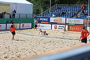 Deutsch: Beachhandball Europameisterschaften 2019 (Beach handball Euro); Tag 2: 3. Juli 2019 – Frauen, Vorrunde Gruppe C, Spanien-Griechenland 2:1 (12:20, 18:16; 8:2) English: Beach handball Euro; Day 2: 3 July 2019 – Women Preliminary Round Group C – Spain-Greece 2:1 (12:20, 18:16; 8:2)