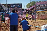 Deutsch: Beachhandball bei den Olympischen Jugendspielen 2018; Tag 7, 13. Oktober 2018; Jungen, Halbfinale – Argentinien-Portugal 1:2 English: Beach handball at the 2018 Summer Youth Olympics at 13 October 2018 – Boys Semifinal – Argentina-Portugal 1:2