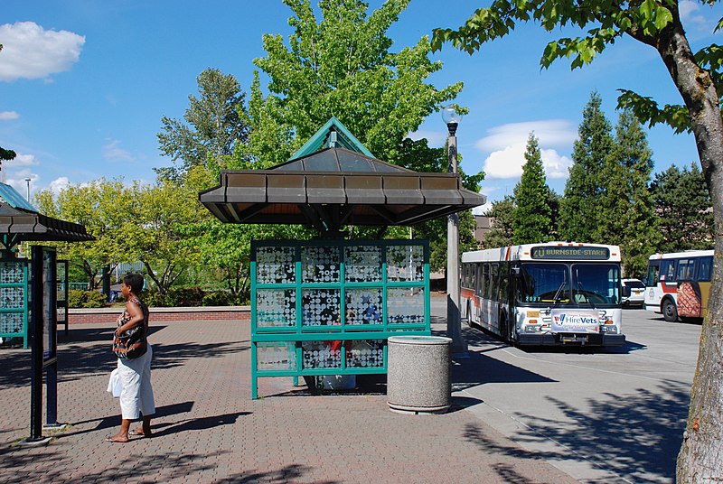 File:Beaverton TC NE end with side view of bus stop shelter (2009).jpg