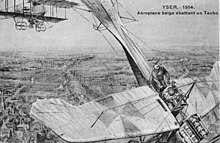 The first claimed aerial victory of the First World War. The Belgian 1st escadrille crew de Petrowski-Benselin shoots down a Taube with small arms on 25 September 1914. The German aircraft was from FA18
The claim was not confirmed but reportedly the German pilot was wounded Belgische overwinning op Taube.jpg