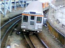 Broad Street subway train enters Fern Rock Transportation Center station. Broad Street Subway at Fern Rock TC.jpg