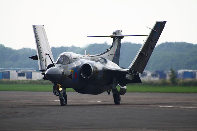 Buccaneer S.2 with wings folding, a space-saving feature typically employed by carrier aircraft