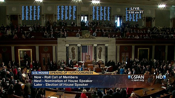 Opening of the 112th Congress in the House of Representatives chamber, January 5, 2011