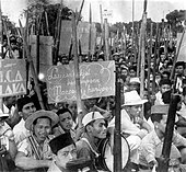 Pemuda on Java, armed with bamboo spears and Japanese rifles, 1946 COLLECTIE TROPENMUSEUM 'Javaanse Revolutionairen strijden voor onafhankelijkheid. Ze zijn voor het merendeel bewapend met bamboesperen de enkele geweren zijn afkomstig van Japanners' TMnr 10001495.jpg