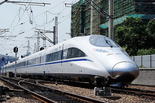 Chinese designed CRH380A train at Shanghai Hongqiao railway station.