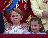 At the Trooping the Colour with her elder brother, Prince George 11 June 2016